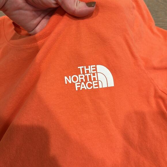 NORTH FACE Orange Crew Neck Short Sleeve Cotton Tee Shirt T Top Outdoor Size XS - Picture 9 of 10
